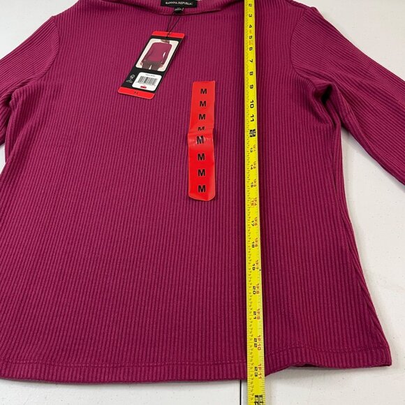 Banana Republic Womens Medium Ribbed Knit Top Red Long Sleeve Boat Neck NWT - Picture 9 of 12